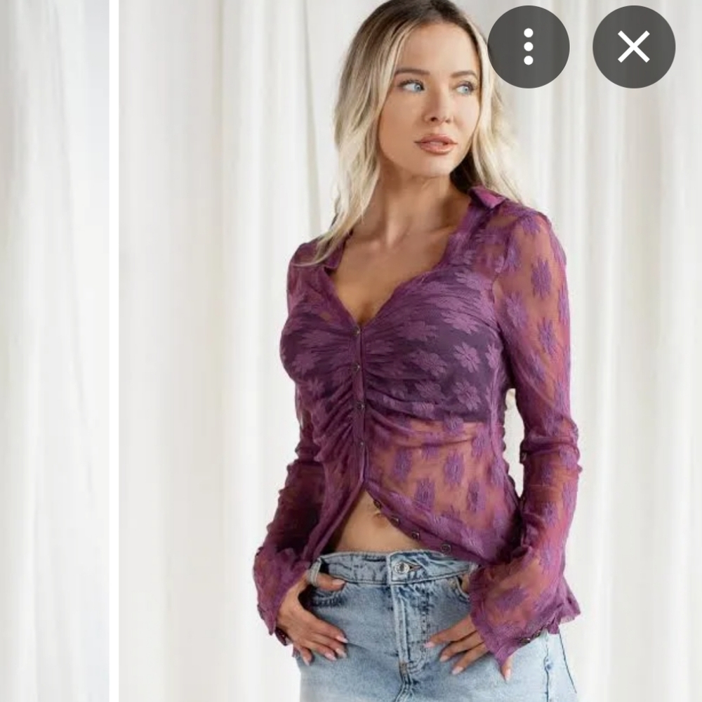 Free People Flower Fields Button Top